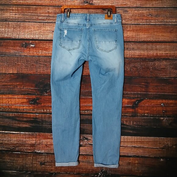 Resfeber Jeans 14 Skinny Boyfriend Cuffed Ankle Distressed Blue Denim Stretch - Picture 3 of 9